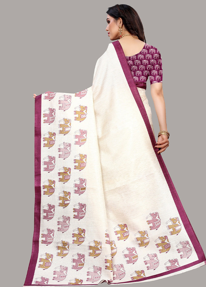 White Spun Silk Woven Saree With Blouse Piece - Indian Silk House Agencies