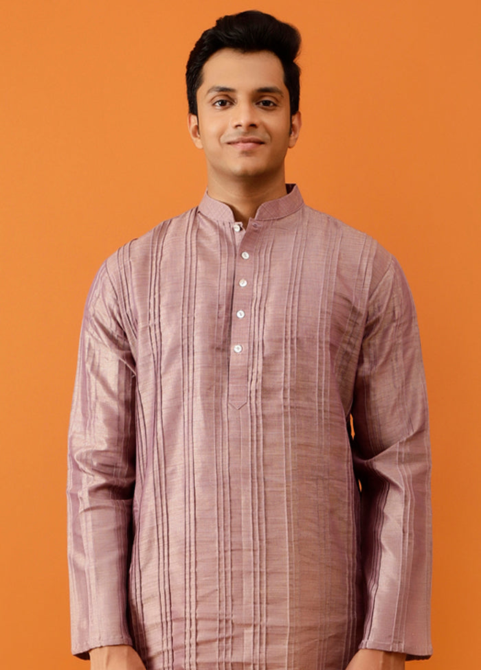 Wine Cotton Full Sleeves Mandarin Collar Long Kurta And Pajama Set - Indian Silk House Agencies