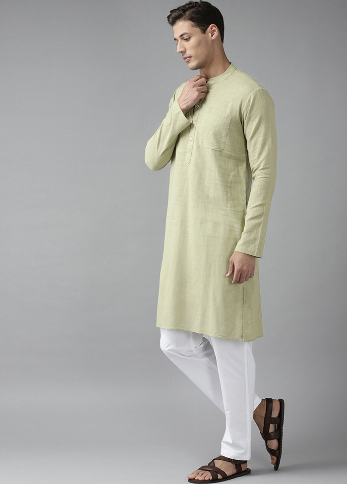 2 Pc Green Pure Cotton Solid Kurta Set VDVSD240681 - Indian Silk House Agencies