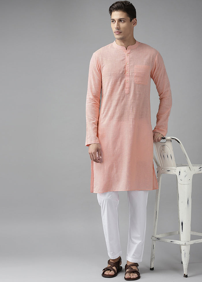 2 Pc Pink Pure Cotton Solid Kurta Set VDVSD240690 - Indian Silk House Agencies