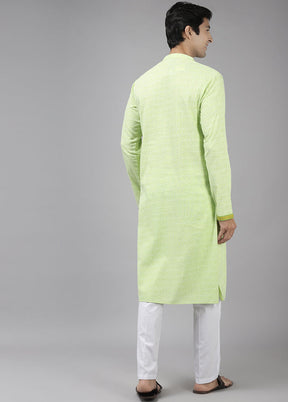 2 Pc Lime Green Printed Cotton Kurta Set VDVSD240643 - Indian Silk House Agencies