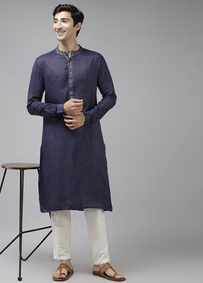 2 Pc Blue Woven Silk Kurta Set VDVSD240668 - Indian Silk House Agencies