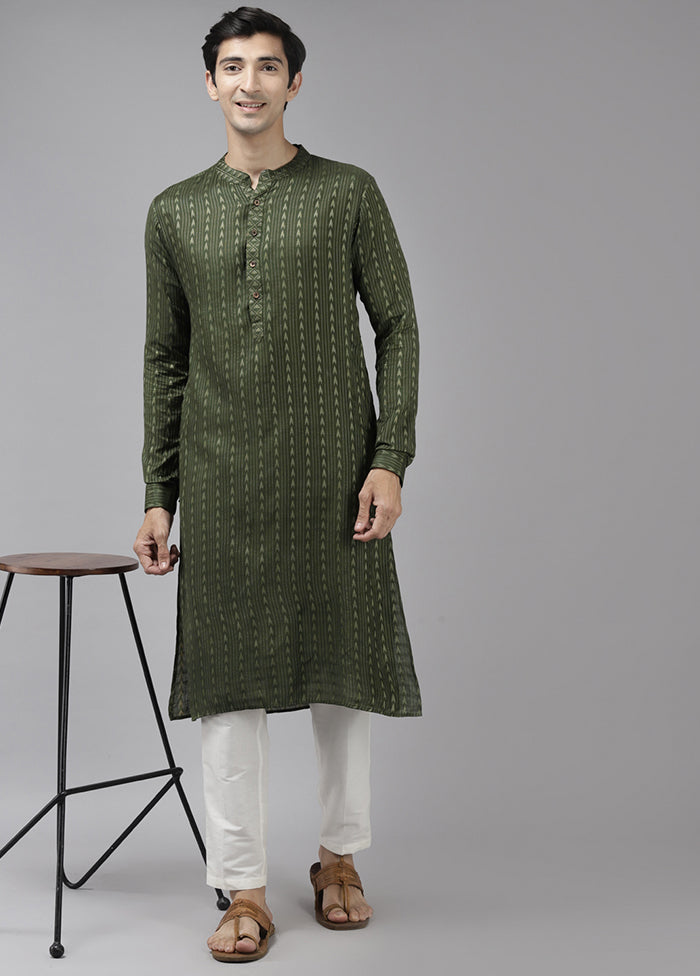 2 Pc Green Woven Silk Kurta Set VDVSD240678 - Indian Silk House Agencies