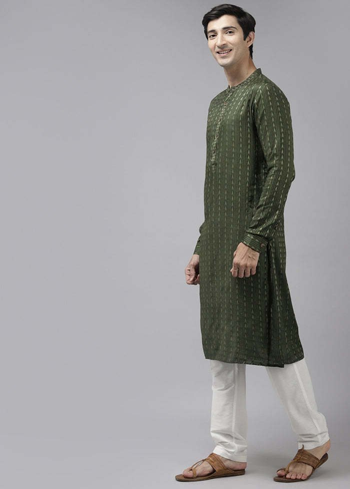 2 Pc Green Woven Silk Kurta Set VDVSD240678 - Indian Silk House Agencies