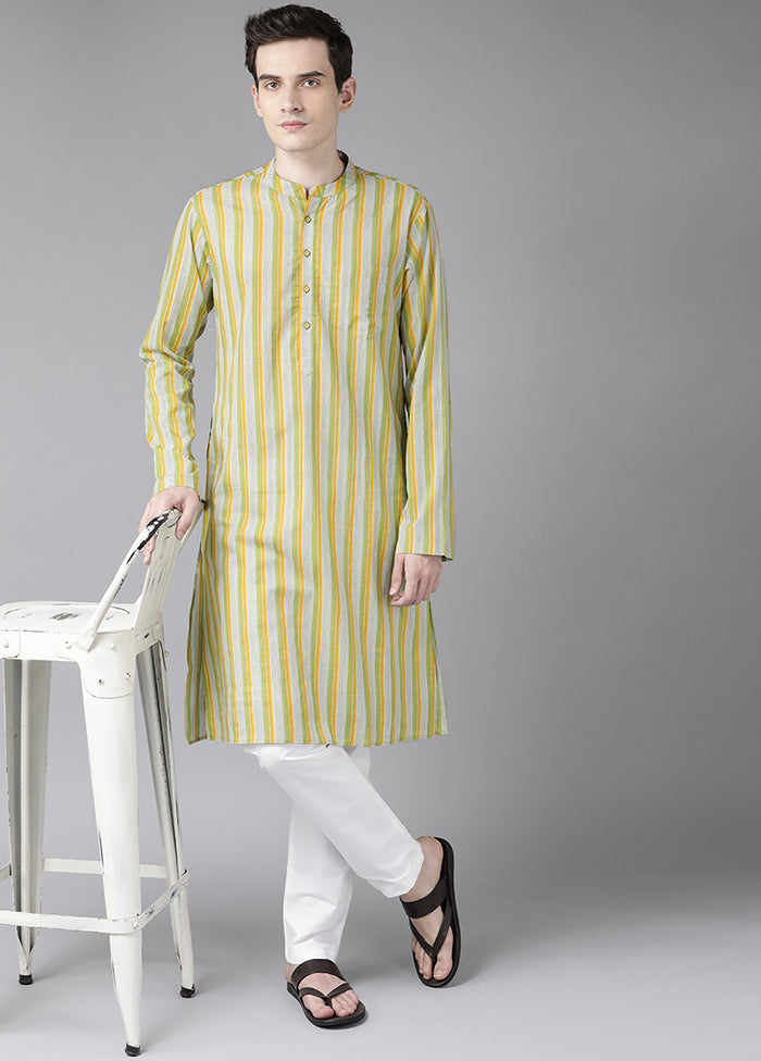 2 Pc Yellow Printed Cotton Kurta Set VDVSD240626 - Indian Silk House Agencies