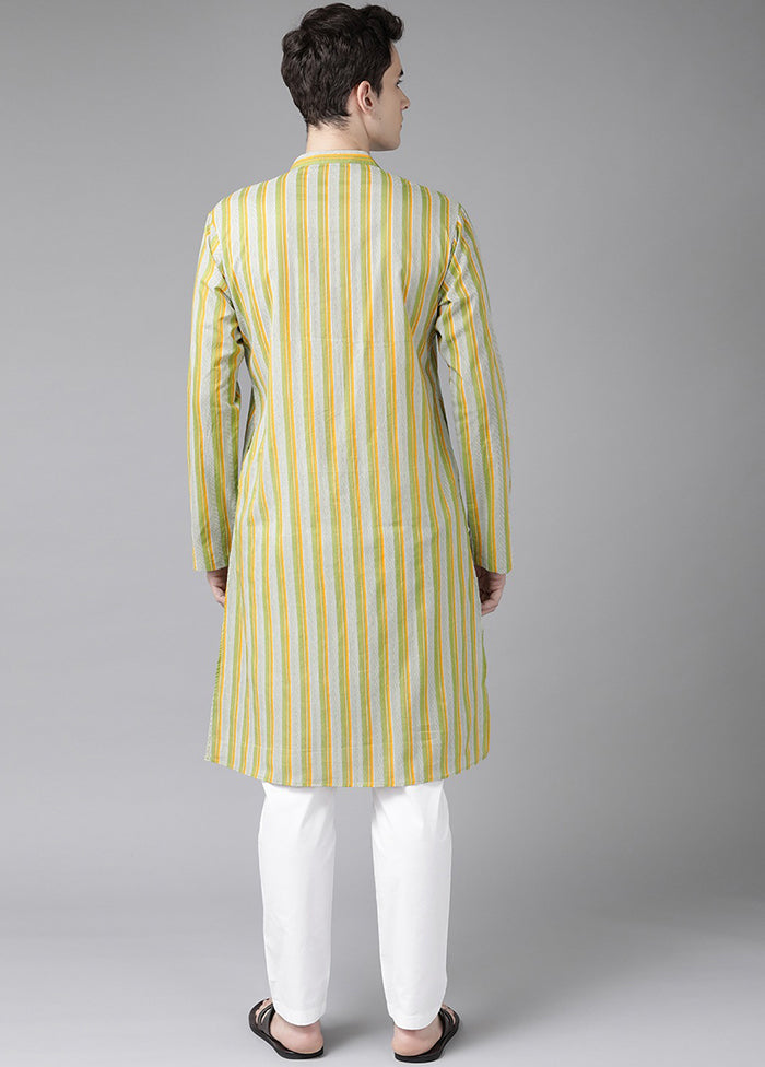 2 Pc Yellow Printed Cotton Kurta Set VDVSD240626 - Indian Silk House Agencies