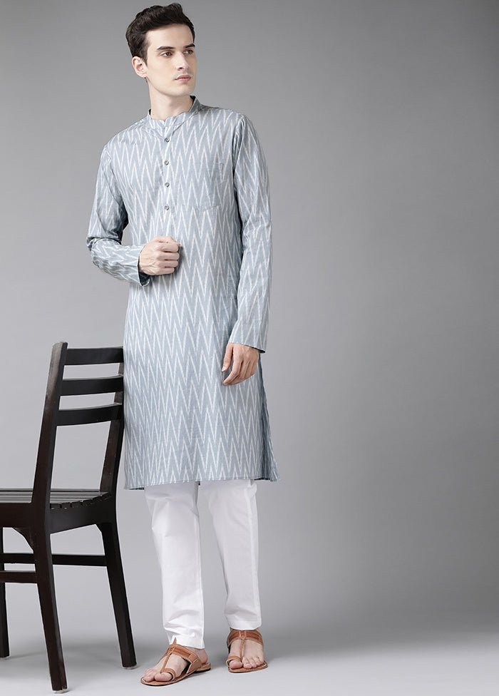 2 Pc Grey Printed Cotton Kurta Set VDVSD240636 - Indian Silk House Agencies