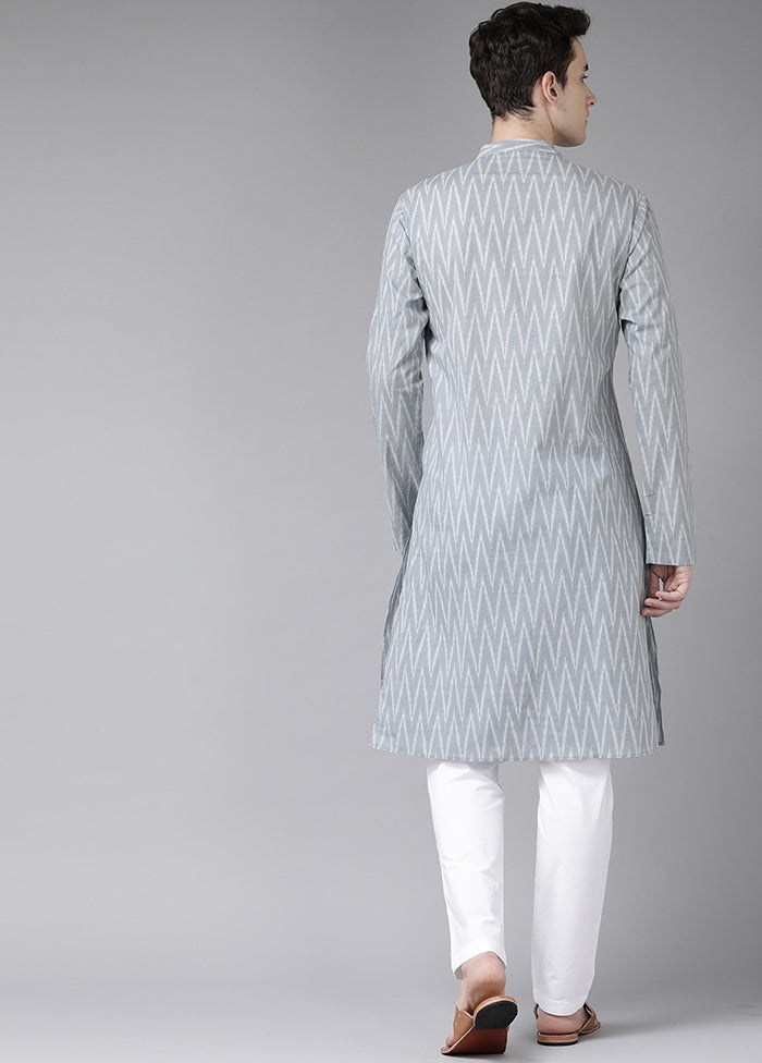 2 Pc Grey Printed Cotton Kurta Set VDVSD240636 - Indian Silk House Agencies