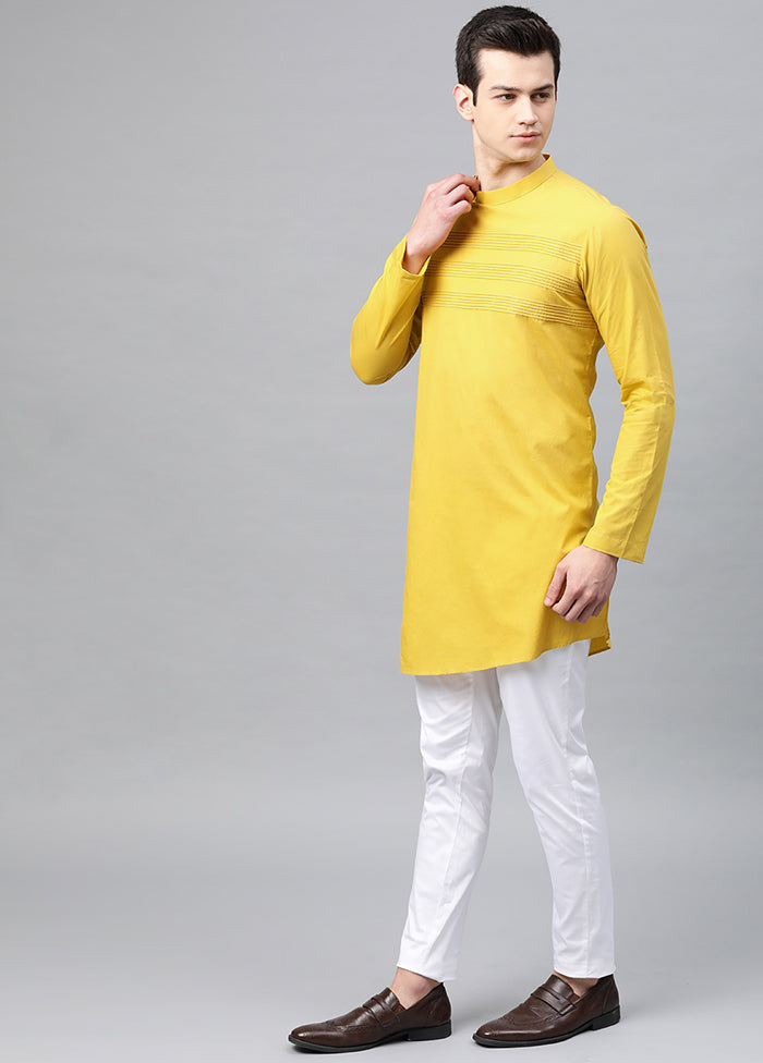 2 Pc Sunshine Yellow Solid Cotton Kurta Set VDVSD240593 - Indian Silk House Agencies