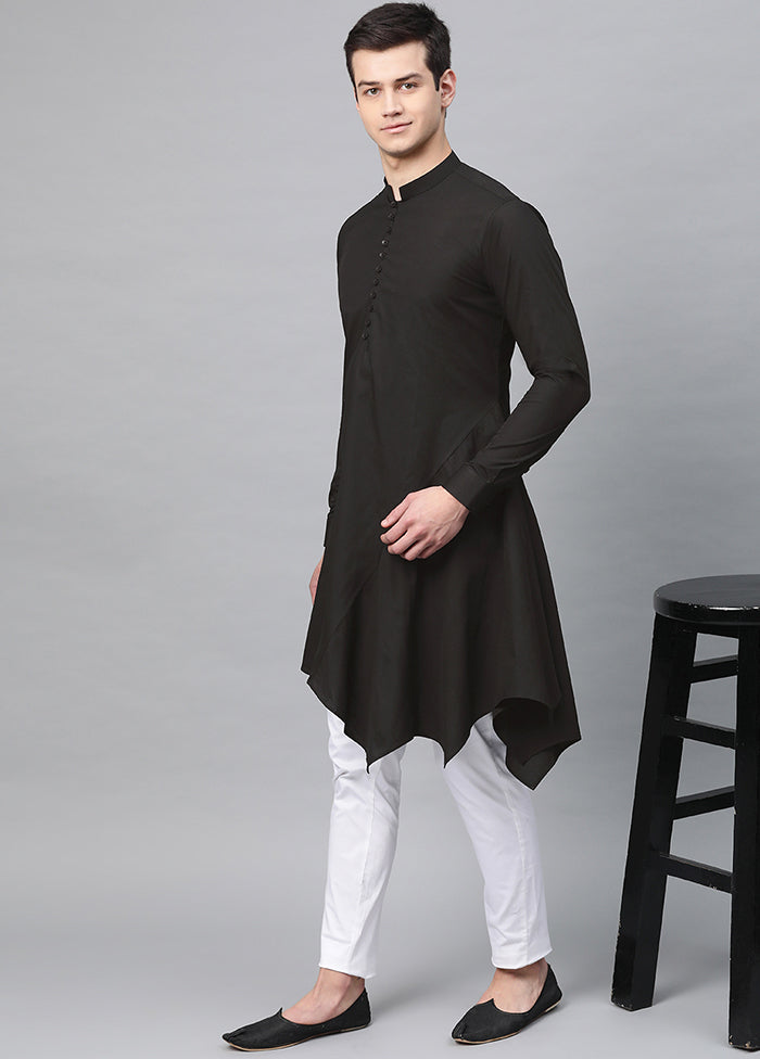 2 Pc Black Solid Cotton Kurta Set VDVSD240600 - Indian Silk House Agencies