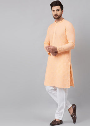 2 Pc Peach Pure Cotton Kurta Pajama Set VDVSD200139 - Indian Silk House Agencies