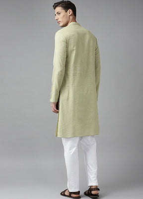 Green Solid Cotton Kurta VDVSD0614 - Indian Silk House Agencies