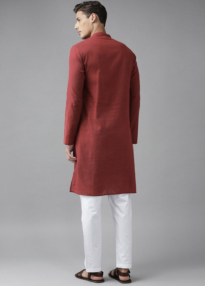 Maroon Solid Cotton Kurta VDVSD0616 - Indian Silk House Agencies