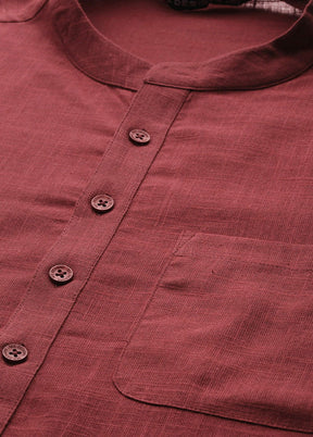 Maroon Solid Cotton Kurta VDVSD0616 - Indian Silk House Agencies