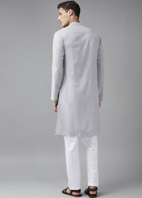 Grey Solid Cotton Kurta VDVSD0617 - Indian Silk House Agencies