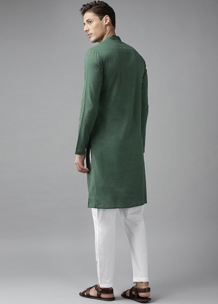 Green Solid Cotton Kurta VDVSD0629 - Indian Silk House Agencies