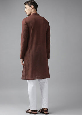 Brown Solid Cotton Kurta VDVSD0630 - Indian Silk House Agencies