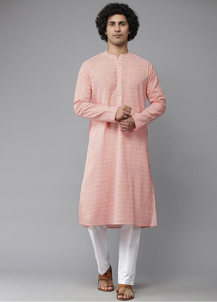 Peach Solid Cotton Kurta VDVSD1912246 - Indian Silk House Agencies