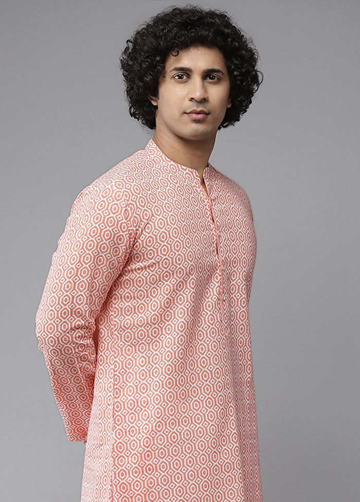 Peach Solid Cotton Kurta VDVSD1912246 - Indian Silk House Agencies