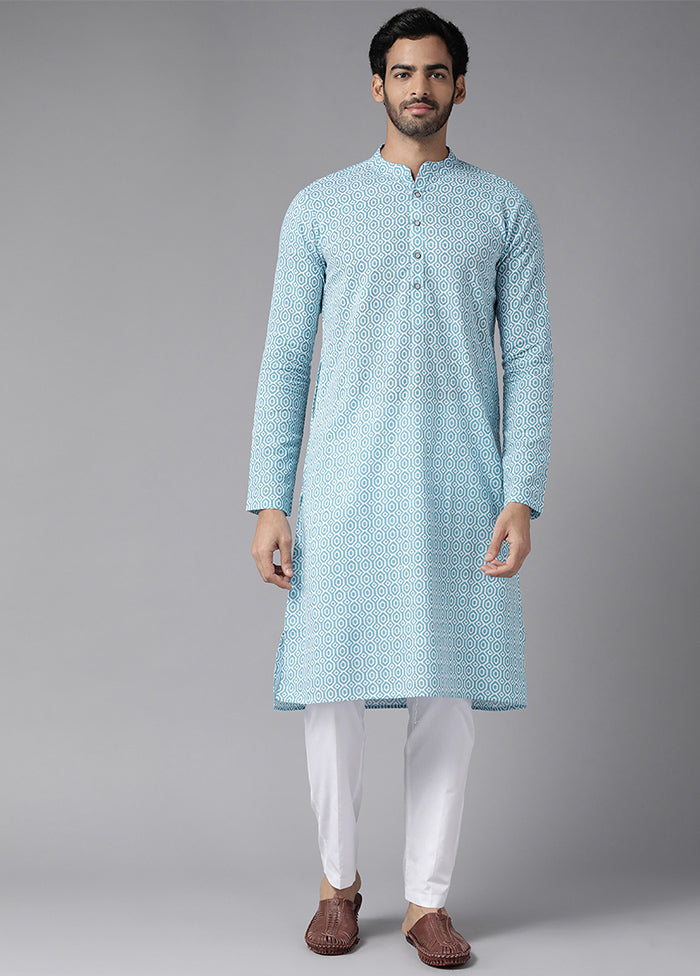 Blue Solid Cotton Kurta VDVSD1912247 - Indian Silk House Agencies