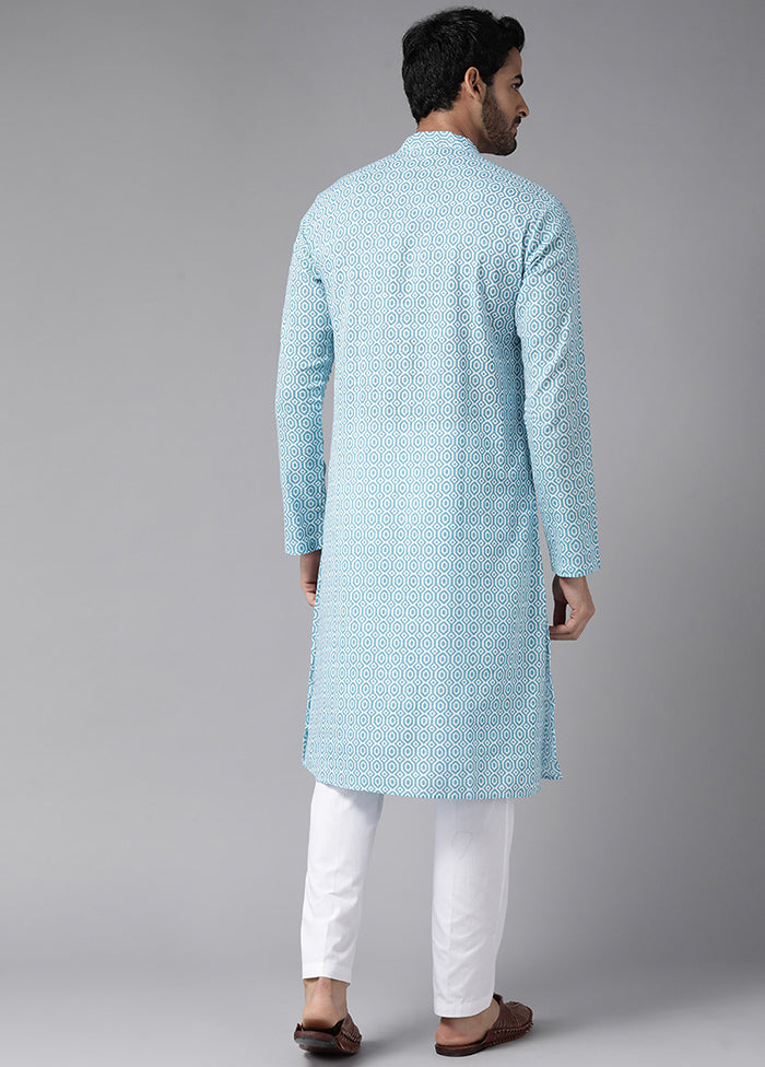 Blue Solid Cotton Kurta VDVSD1912247 - Indian Silk House Agencies