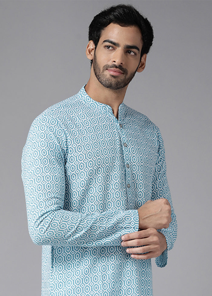 Blue Solid Cotton Kurta VDVSD1912247 - Indian Silk House Agencies