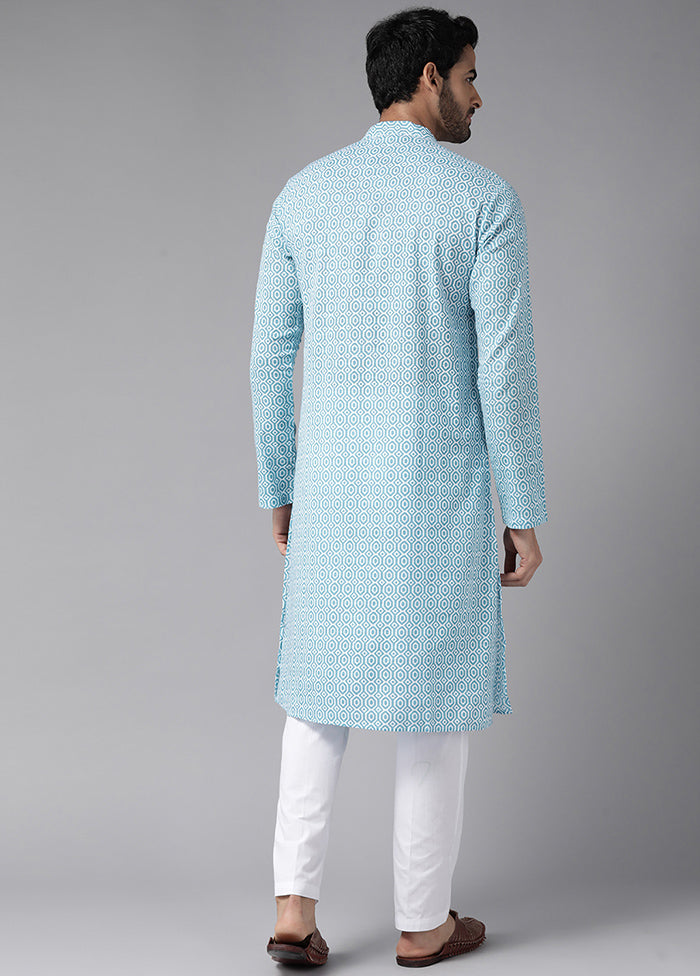 Blue Cotton Kurta And Pajama Set VDVSD1912273 - Indian Silk House Agencies