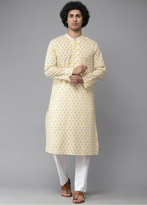 Yellow Solid Cotton Kurta VDVSD1912250 - Indian Silk House Agencies