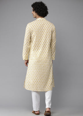 Yellow Solid Cotton Kurta VDVSD1912250 - Indian Silk House Agencies