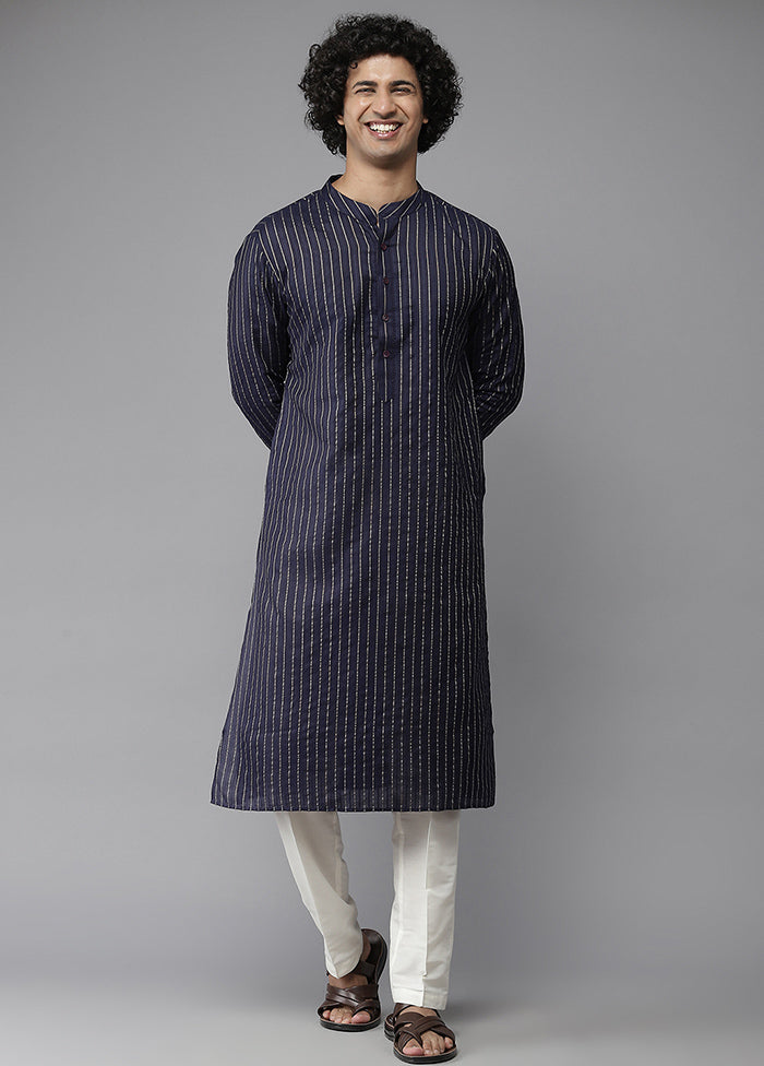 Blue Cotton Kurta And Pajama Set VDVSD1912283 - Indian Silk House Agencies