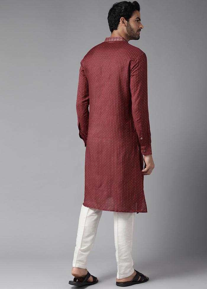 Maroon Woven Design Cotton Kurta VDVSD1912264 - Indian Silk House Agencies