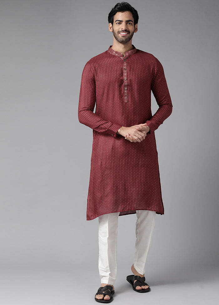 Maroon Silk Kurta And Pajama Set VDVSD1912290 - Indian Silk House Agencies