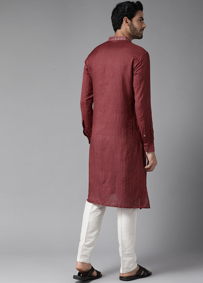 Maroon Silk Kurta And Pajama Set VDVSD1912290 - Indian Silk House Agencies