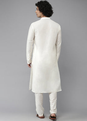 White Silk Kurta And Pajama Set VDVSD1912296 - Indian Silk House Agencies