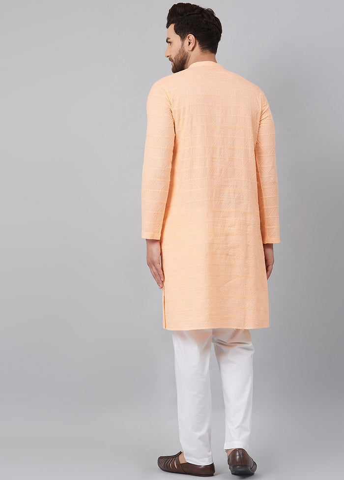 Peach Embroidered Straight Kurta VDVSD27102021 - Indian Silk House Agencies