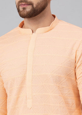 Peach Embroidered Straight Kurta VDVSD27102021 - Indian Silk House Agencies