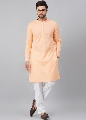 Peach Straight Kurta With Pyjama VDVSD27102027 - Indian Silk House Agencies