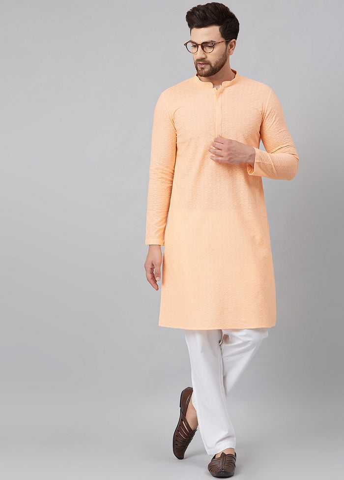 Peach Embroidered Straight Kurta VDVSD27102022 - Indian Silk House Agencies