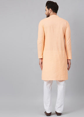 Peach Embroidered Straight Kurta VDVSD27102022 - Indian Silk House Agencies