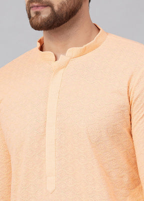 Peach Straight Kurta With Pyjama VDVSD27102028 - Indian Silk House Agencies