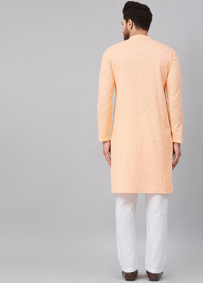 Peach Embroidered Straight Kurta VDVSD27102024 - Indian Silk House Agencies