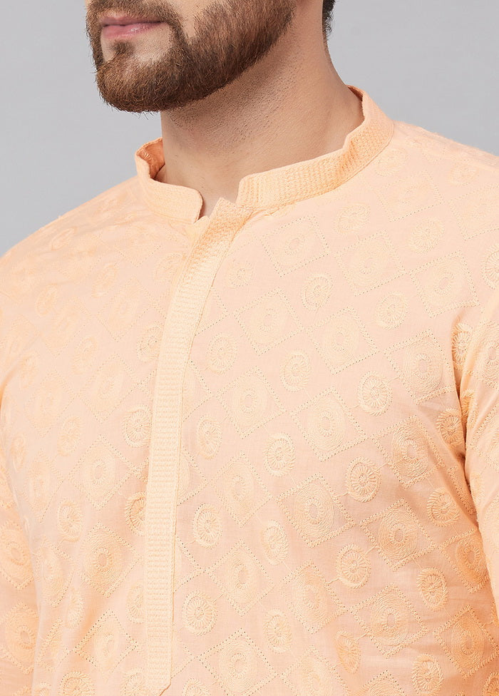 Peach Embroidered Straight Kurta VDVSD27102024 - Indian Silk House Agencies