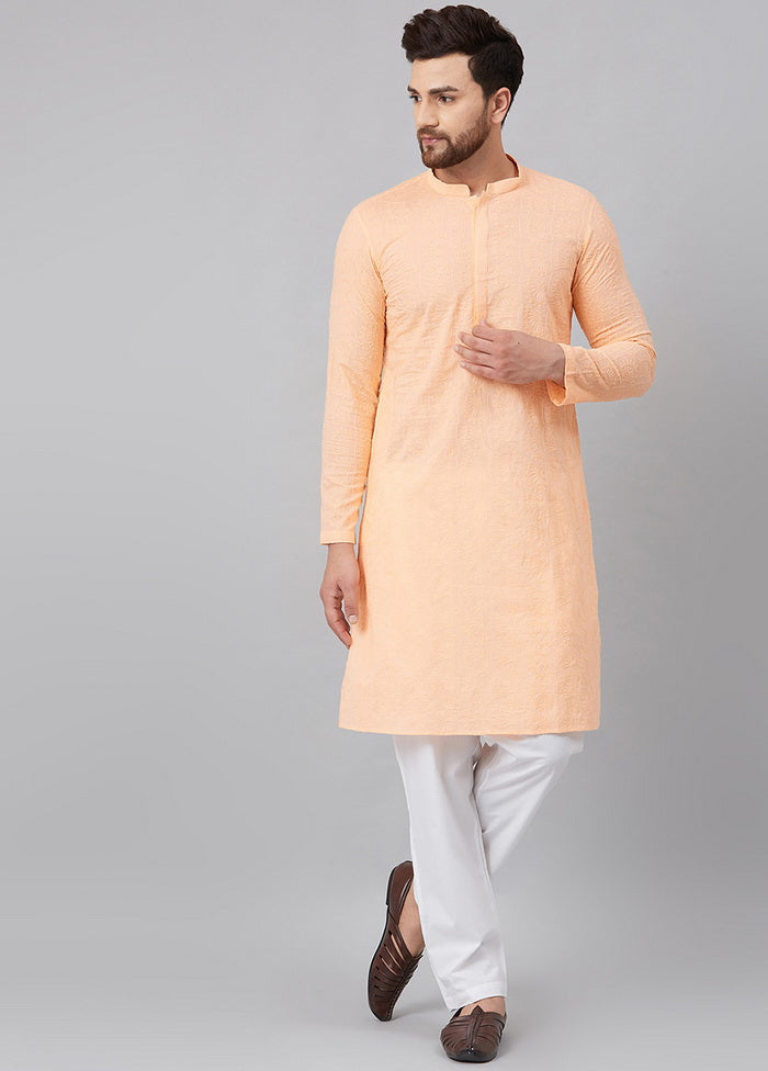 Peach Embroidered Straight Kurta VDVSD27102025 - Indian Silk House Agencies