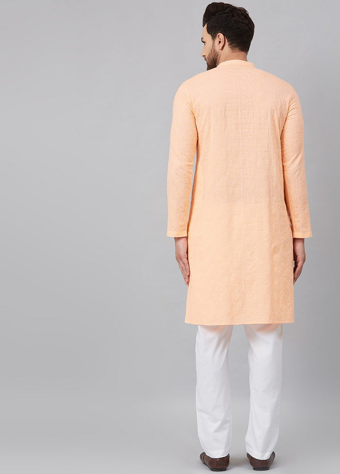 Peach Embroidered Straight Kurta VDVSD27102025 - Indian Silk House Agencies