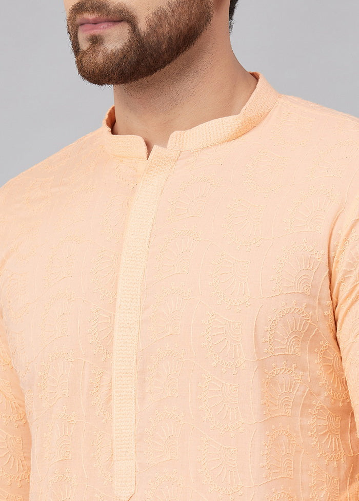 Peach Embroidered Straight Kurta VDVSD27102025 - Indian Silk House Agencies