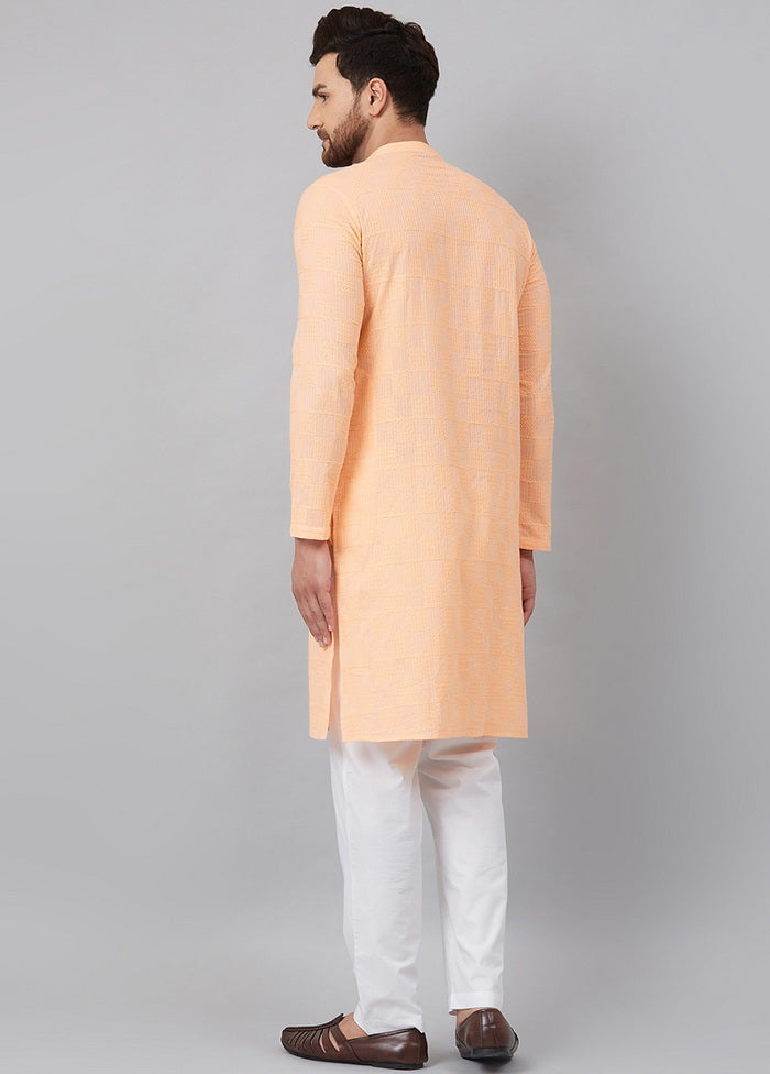 Peach Embroidered Straight Kurta VDVSD27102026 - Indian Silk House Agencies