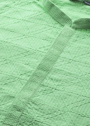 Cotton Full sleeve Chikankari Men Green Chikankari Embroidered Woven Design Straight Kurta VDVSD0596 - Indian Silk House Agencies