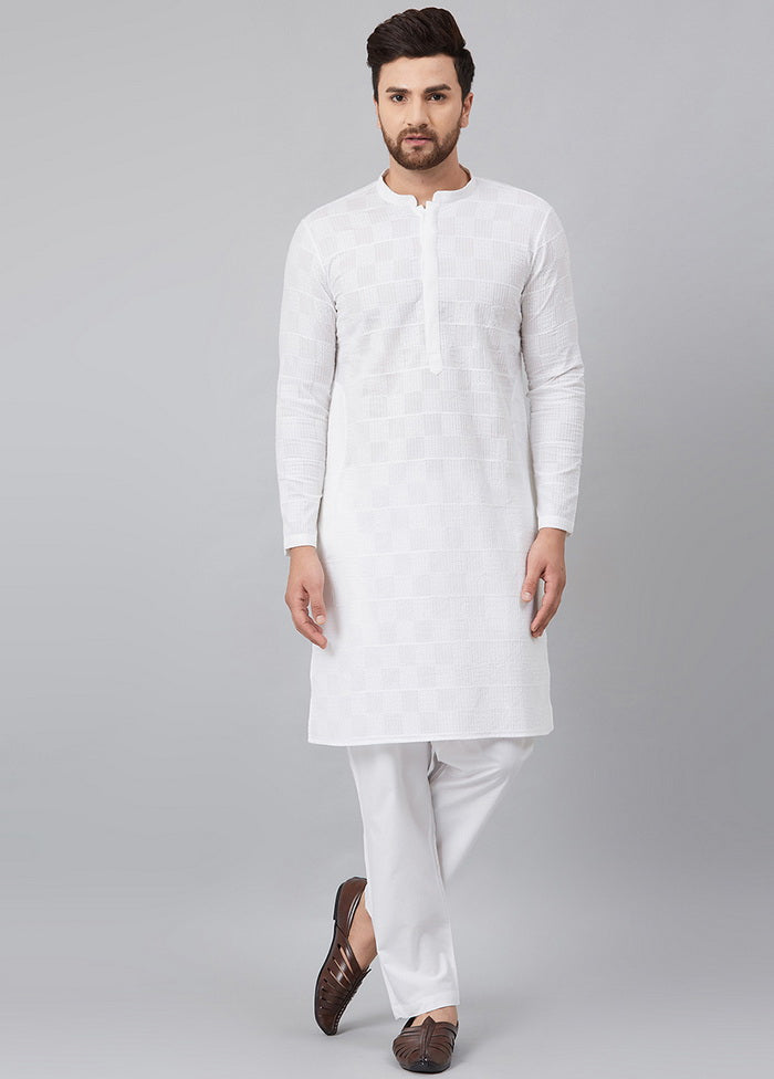 White And Green Chikankari Embroidered Straight Kurta VDVSD0605 - Indian Silk House Agencies