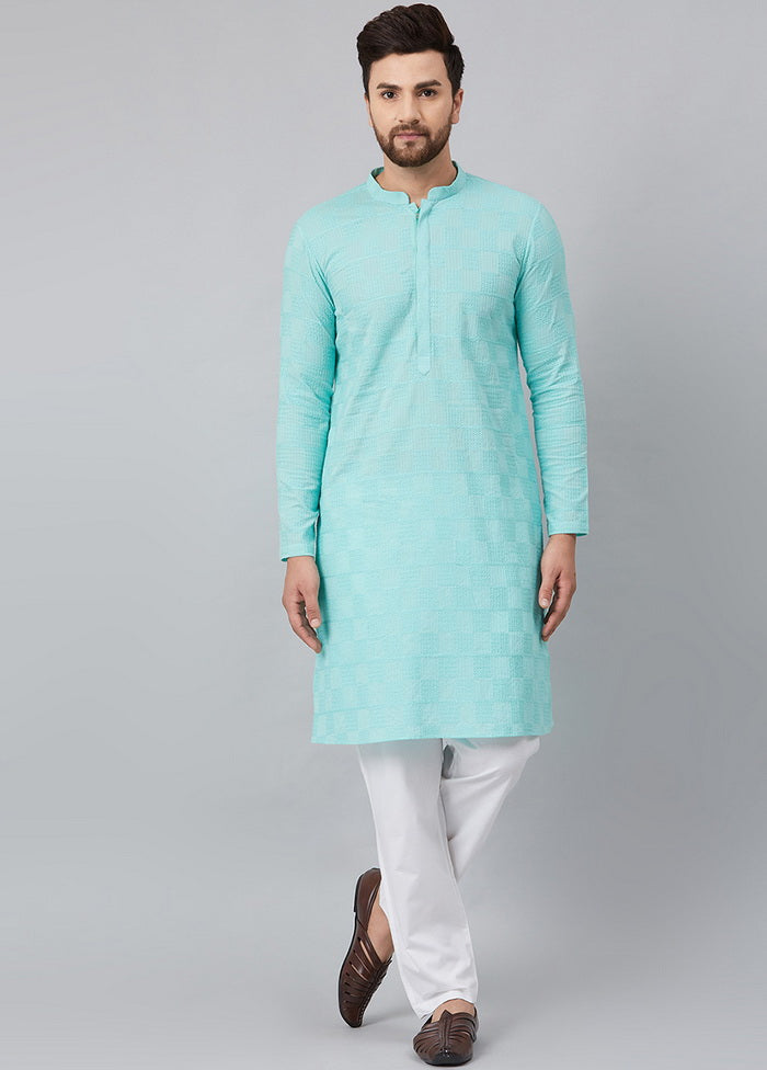 Lime Green Chikankari Embroidered Woven Design Straight Kurta VDVSD0612 - Indian Silk House Agencies