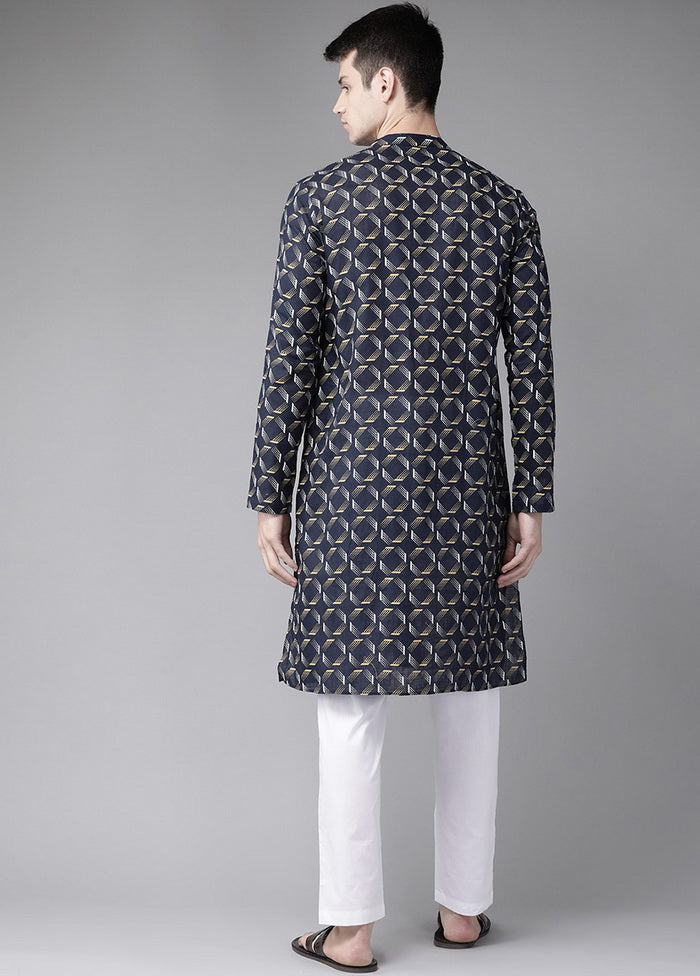 Navy Blue Straight Kurta VDVSD27102081 - Indian Silk House Agencies